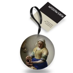 Boule de Noël en boîte Vermeer La Laitière Ø7cm