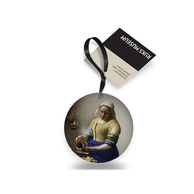 Boule de Noël en boîte Vermeer La Laitière Ø7cm