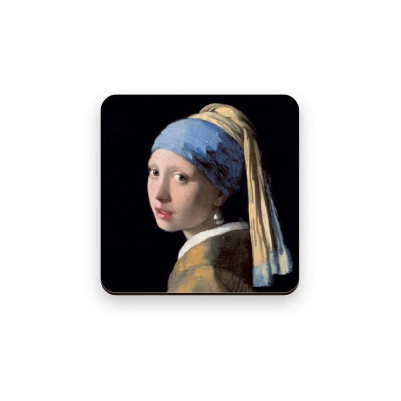 Dessous de verre Vermeer Fille avec une boucle d'oreille en perle 9,5x9,5cm