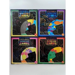 10 cartes à gratter colorées avec traceur