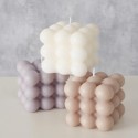 Bougie bulle 6x6xh5,5cm beige/gris/blanc