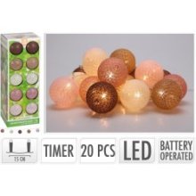 Guirlande décorative LED avec 20 boules de coton avec minuterie (sans pile 3x AA)