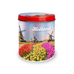 Bewaarblik Holland tulpenveld Ø10x11,5cm
