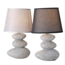 Boltze Home Lampe de table Piedra- H32,5 cm- D14cm -Terre cuite avec abat-jour en toile