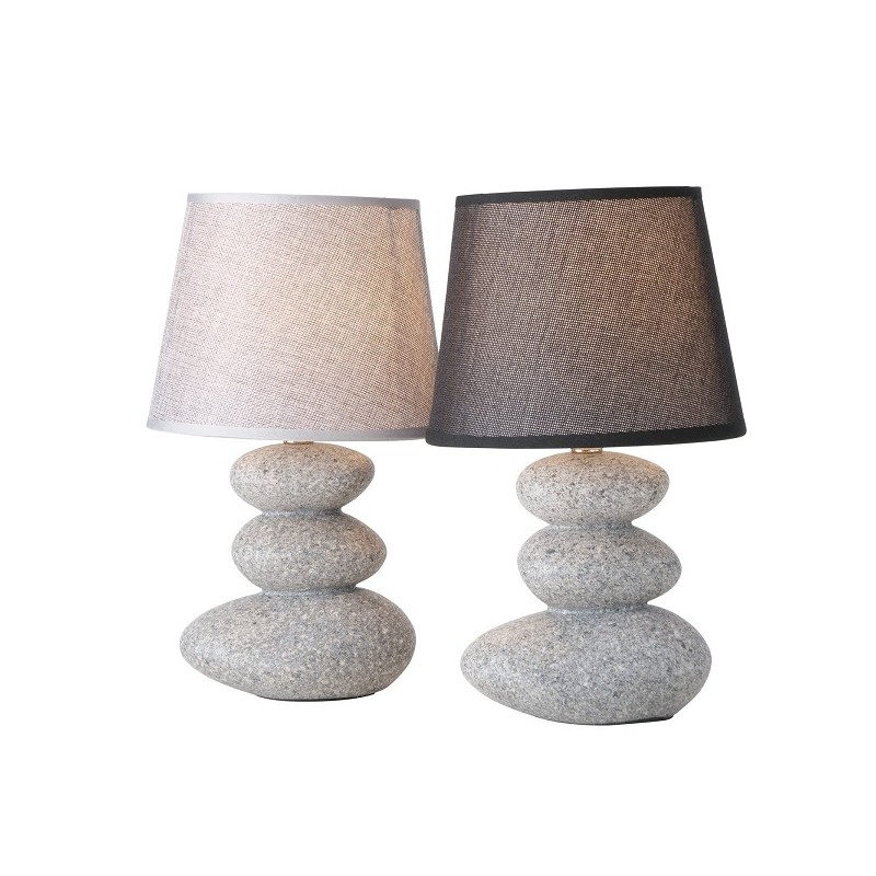 Boltze Home Lampe de table Piedra- H32,5 cm- D14cm -Terre cuite avec abat-jour en toile