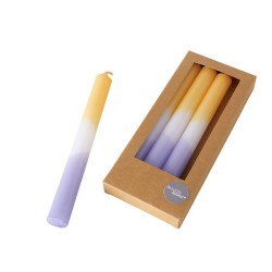 Boltze Home Diner bougies Splash- 4 pièces en boîte- H20cm dia 2.15cm- Dip colorant couleur jaune tendre/lilas