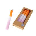 Boltze Home Bougies de dîner Splash- 4 pièces en boîte- H20cm dia 2.15cm -Dip Dye couleur rose/orange