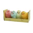 Decoris Kip chenille gekleurd L3-B2.8-H4cm doosje a 4 stuks