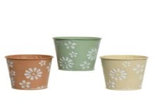 Decoris Bloempot zink dia11-H10.6cm verkrijgbaar in verschillende pastelkleuren