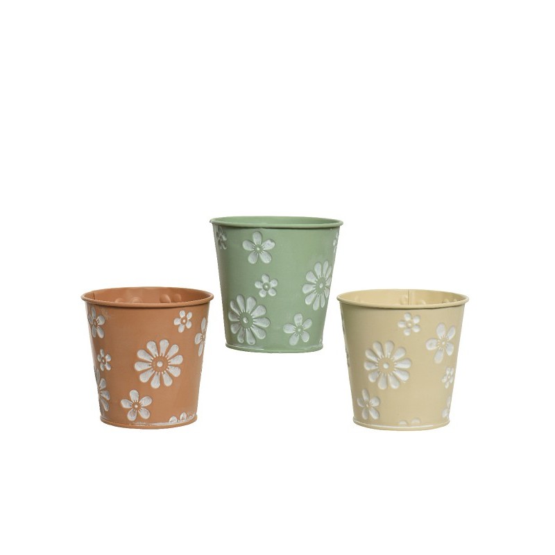 Decoris Pot de fleur zinc dia11-H10,6cm disponible en différentes couleurs pastel