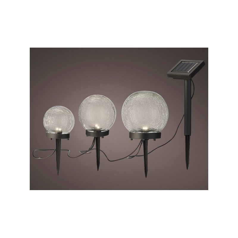 Lumineo Solar lampadaire lot de 3 lampes dia 8cm dia 10cm dia 12cm