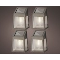 Lumineo Solar wandlamp kunststof grijs- set a 4 stuks-  L6.5-W9.5-H13cm- verpakt in kleurendoos