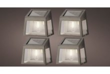 Lumineo Solar wandlamp kunststof grijs- set a 4 stuks-  L6.5-W9.5-H13cm- verpakt in kleurendoos