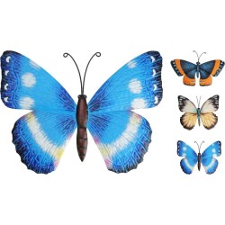 Muurdecoratie vlinder metaal 34x21cm verkrijgbaar in 3 verschillende kleuren