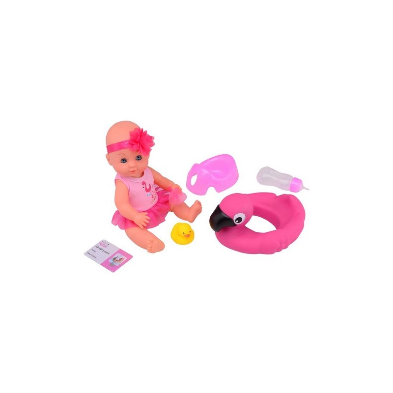 John Toy Baby Rose drink- en plaspop 30cm met dierenzwemband