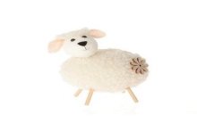 HBX natural living Deco schaap Ballap op houten pootjes 7,5x5xh6cm wit