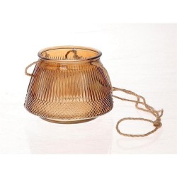 Vase / lanterne suspendu Lines Ø15xh10,5cm marron