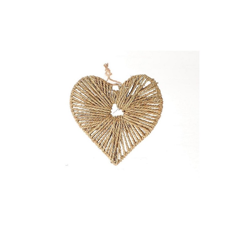 HBX natural living Pendentif coeur Ø25x3cm jonc de mer naturel