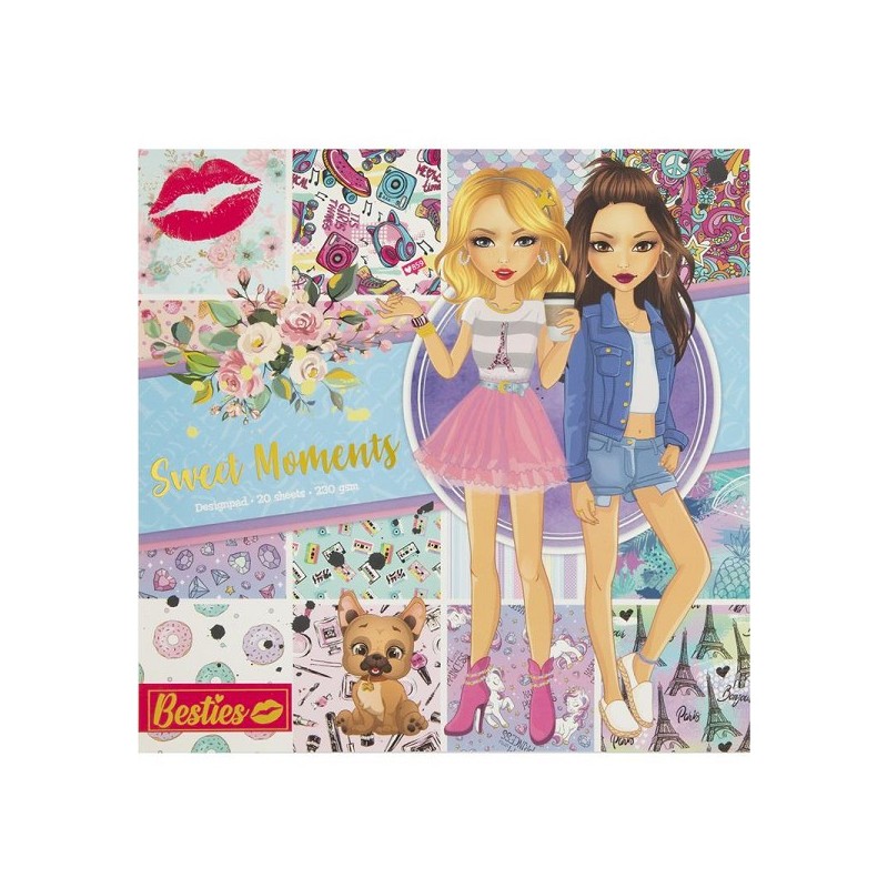 Grafix Besties Bloc design Moments doux 25x25cm, 230 g/m², 20 feuilles