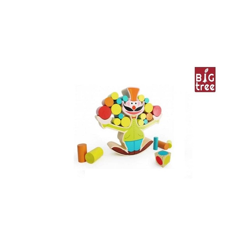 Big Tree jeu d'équilibre clown bois 15 pièces 18cm