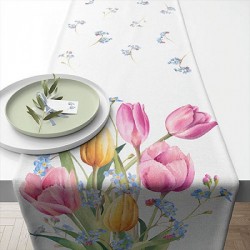 Ambiente Chemin de Table Bouquet de Tulipes 40x150cm 100% Coton