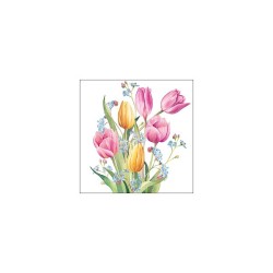 Serviettes Ambiente Bouquet de Tulipes 25x25cm