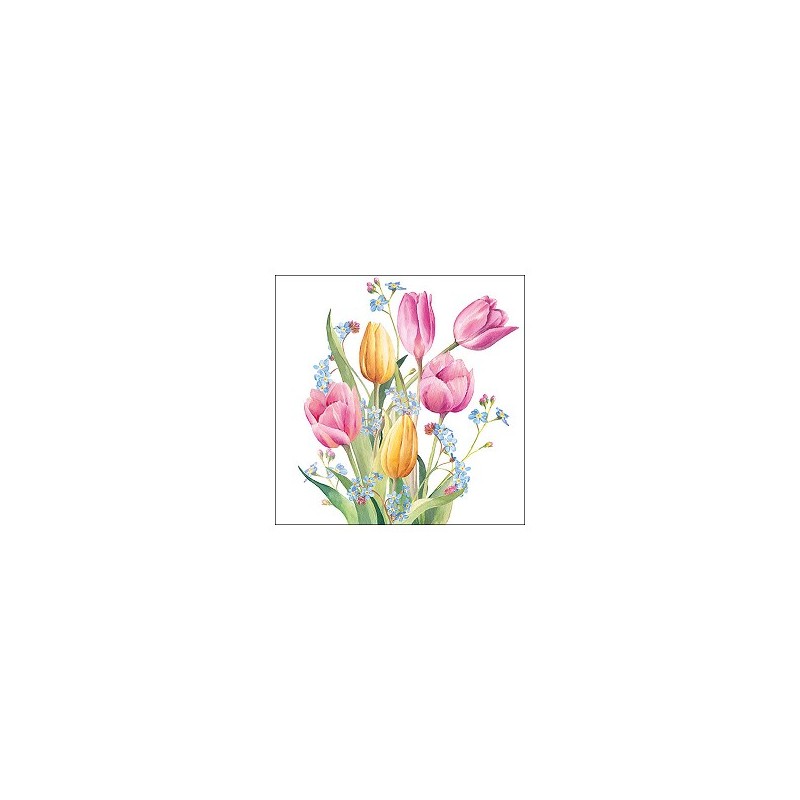 Serviettes Ambiente Bouquet de Tulipes 25x25cm