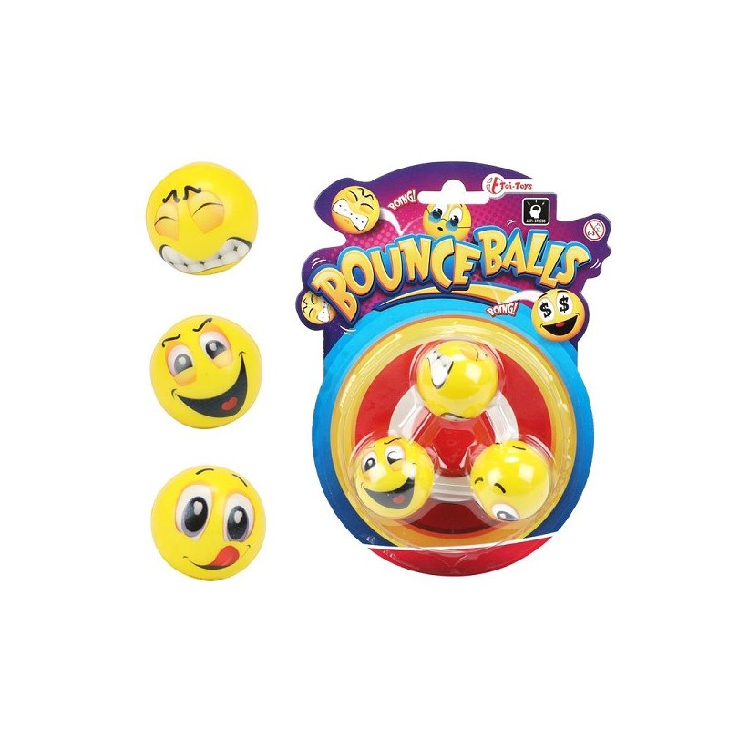 Toi Toys Balles gonflables Emoji 4,5 cm 3 pièces sur carte