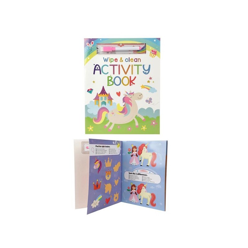 Toi Toys Cahier d'activités réutilisable Licorne avec stylo