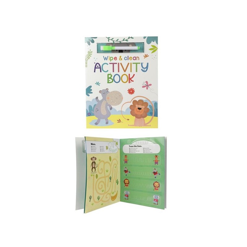 Toi Toys Cahier d'activités réutilisable Animal Sauvage avec stylo