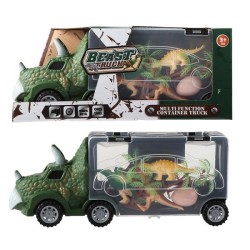 Camion dinosaure 28 cm avec 4 dinosaures et accessoires