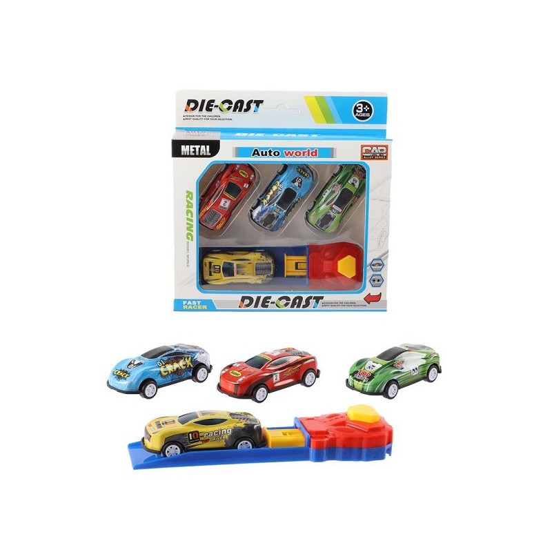 Auto World Die-Cast 4 voitures de tir avec lanceur