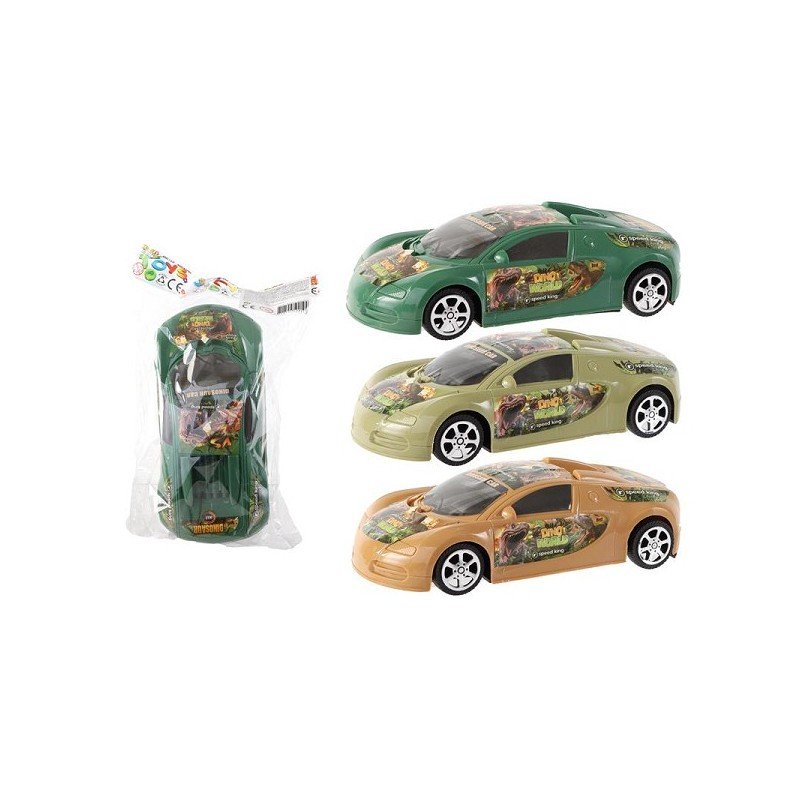 Auto frictie dino 19cm 3 assorti kleuren