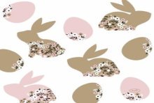 Serviettes Duni Blooming Bunnies 33x33cm tissu 3 couches FSC paquet de 20 serviettes