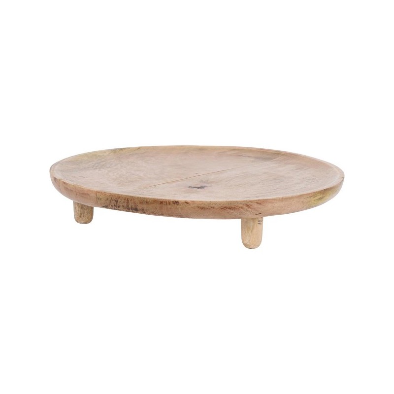 Plateau de service rond Ø37cm en bois de manguier