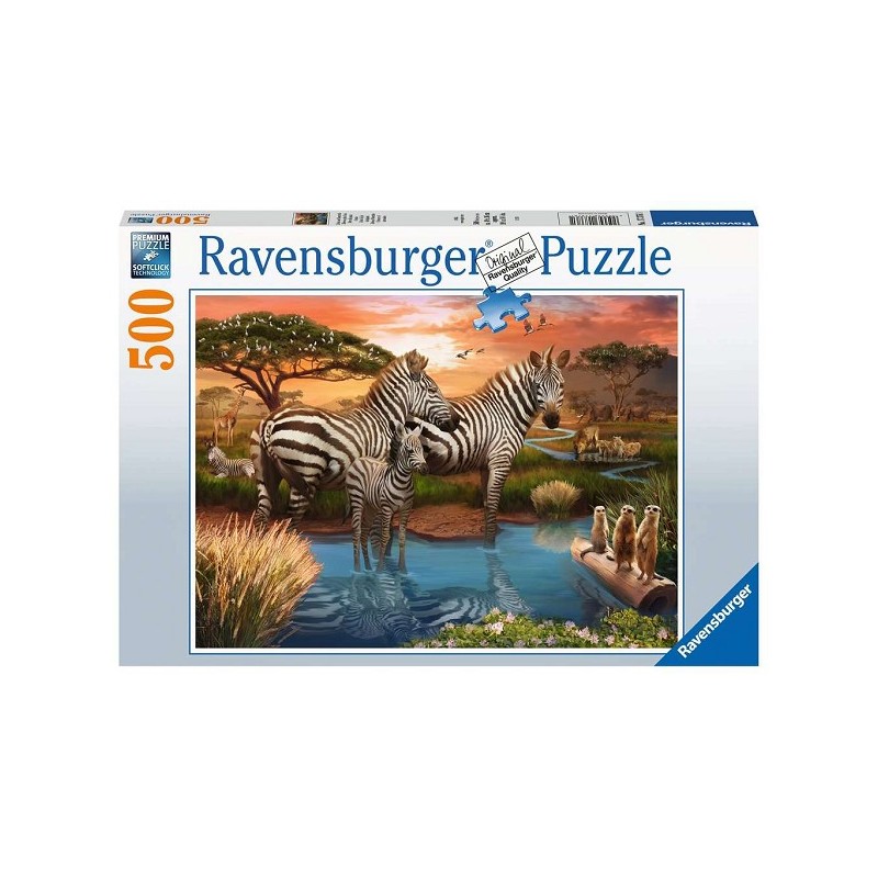 Ravensburger Zebra´s bij de drinkplaats puzzel 500 stukjes