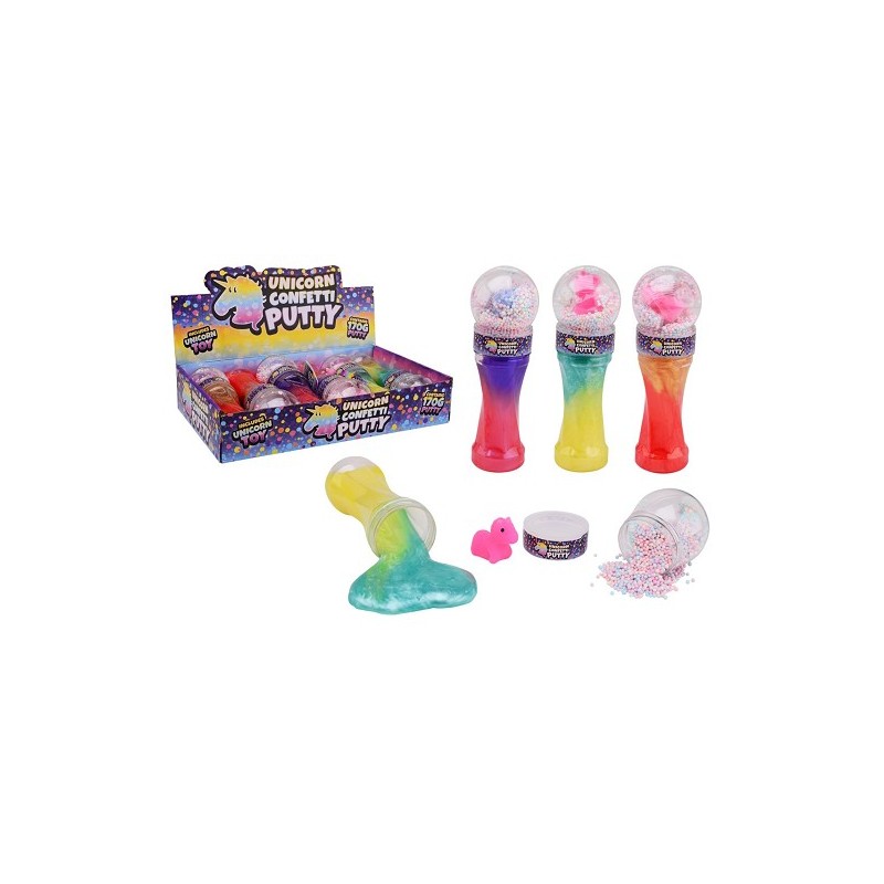 John Toy Putty met unicorn en foam balletjes in kegel 20cm