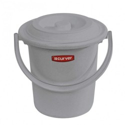 Seau Curver + couvercle gris seau de toilette / seau à couches 10 litres