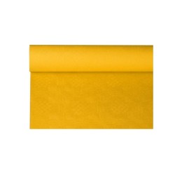 Damast tafelkleed papier ROL 120cmx8m geel