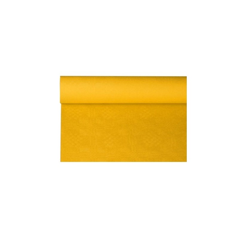 Nappe damassée papier ROULEAU 120cmx8m jaune