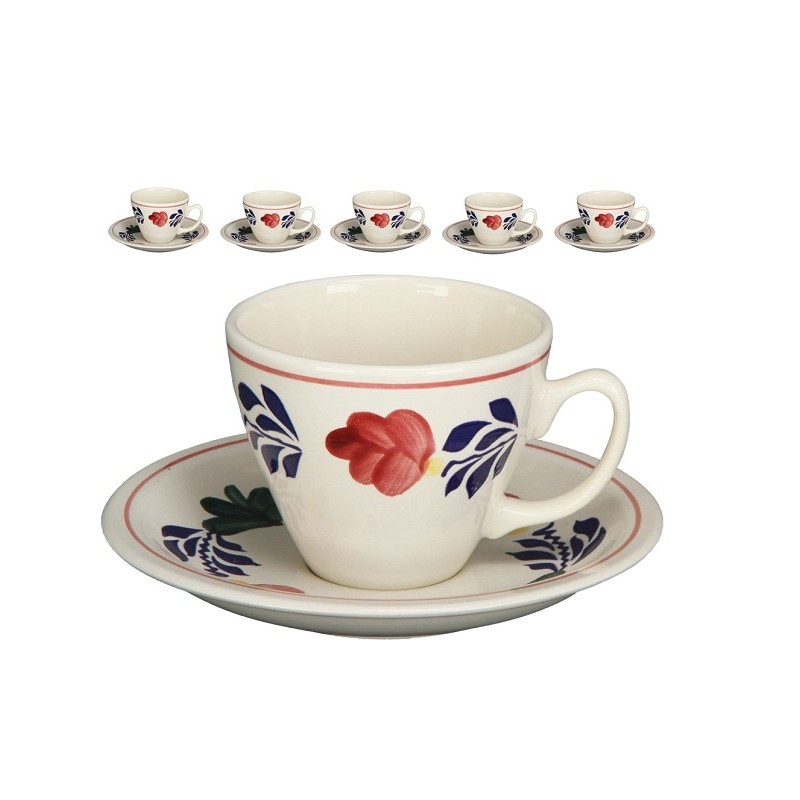 Boerenbont Tasse et Soucoupe Audrey 210ml boîte de 6 pièces en faïence