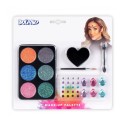 Make-up set Glamour met 26 sticker edelstenen, glittersmink, spons, pensel en applicator