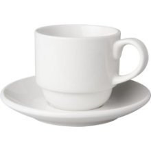 Mammoet Tasse et soucoupe Budgetline large 200ml porcelaine blanche (lot de 6)