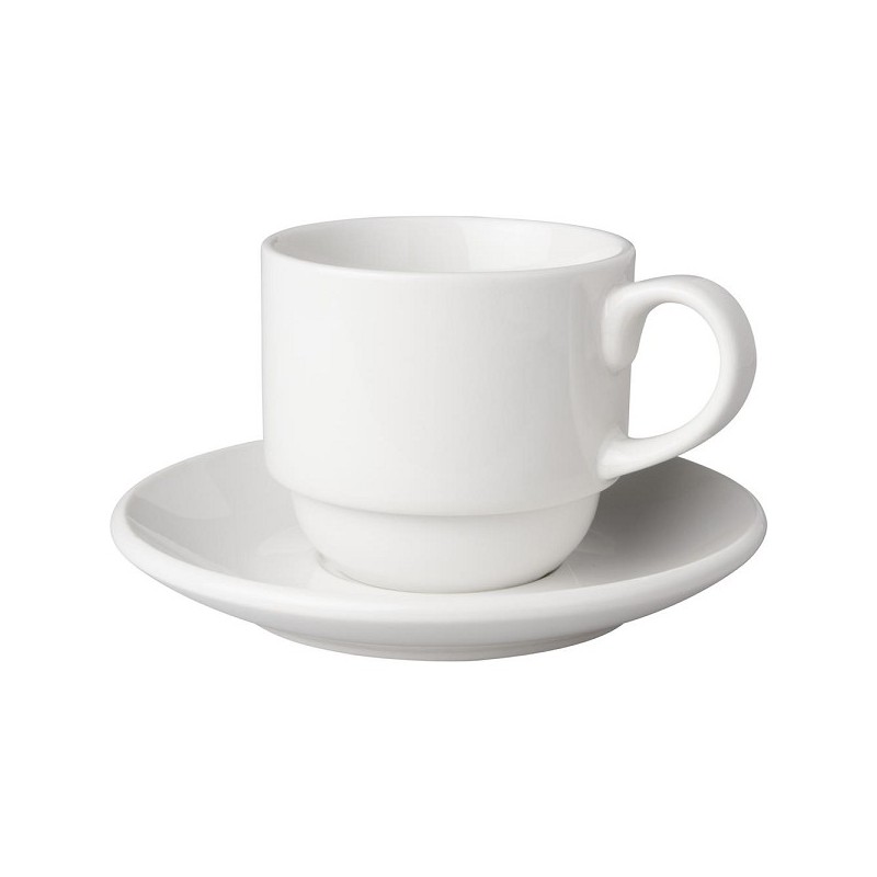 Mammoet Tasse et soucoupe Budgetline large 200ml porcelaine blanche (lot de 6)