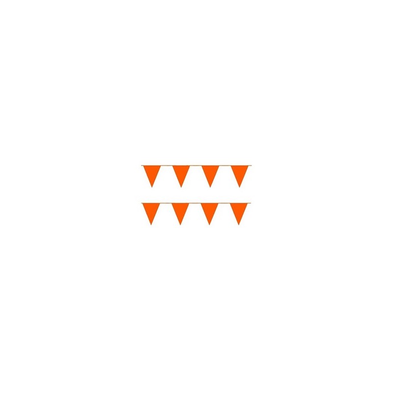 Vlaggenlijn oranje 10meter met 20 puntvlaggen. pak a 12 stuks