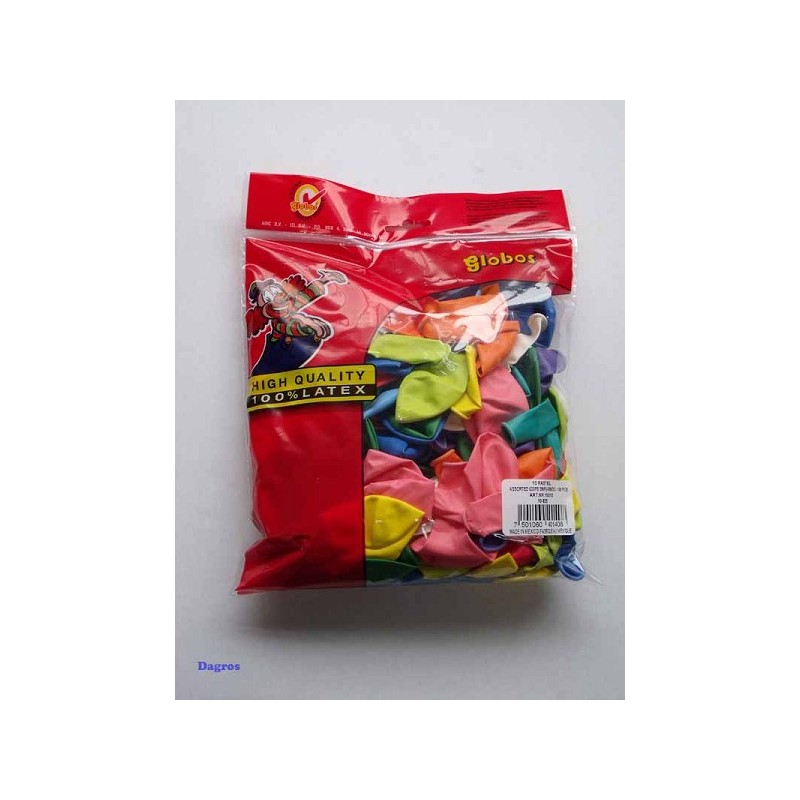 Globos latex ballonnen rond 10 assorti kleur zak a a 100st.