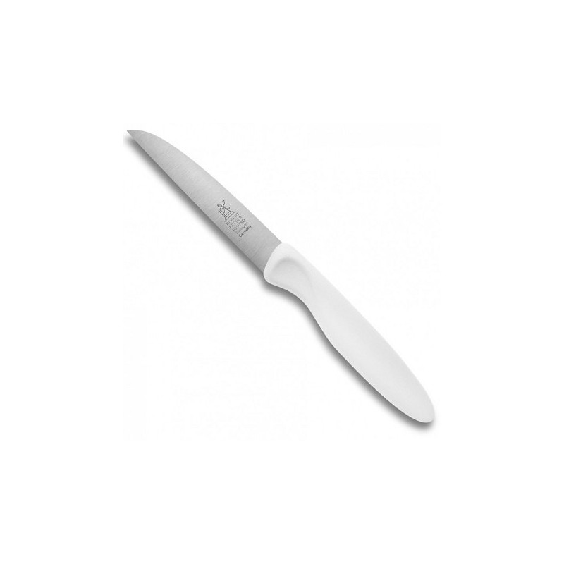 Couteau d'office moulin classique moyen inox manche plastique blanc