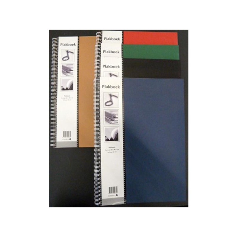 Fotoplakboek neutraal 28x40cm 40vel  pak a 5st assorti kleuren.