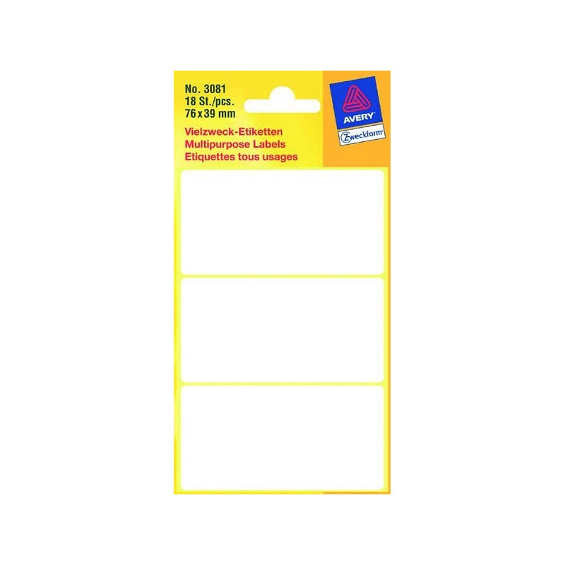 etiket Zweckform 76x39mm wit blister a 18 etiketjes. Bundel a 10 pakjes