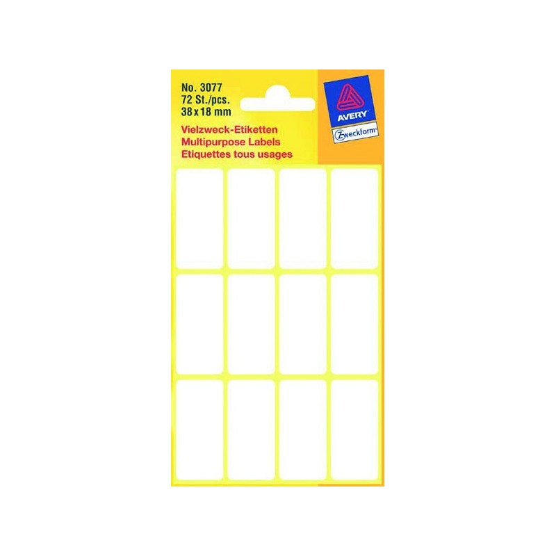 etiket Zweckform 38x18mm wit blister a 72 etiketjes. Bundel a 10 pakjes